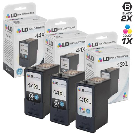Remanufactured Cartridge Replacements for Lexmark 44 & 43 High Yie (2 Black  1 Color  3-Pack)