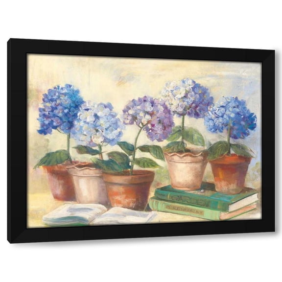 Carol Rowan 14x12 Black Modern Wood Framed Wall Art Titled - Gardeners Hydrangeas