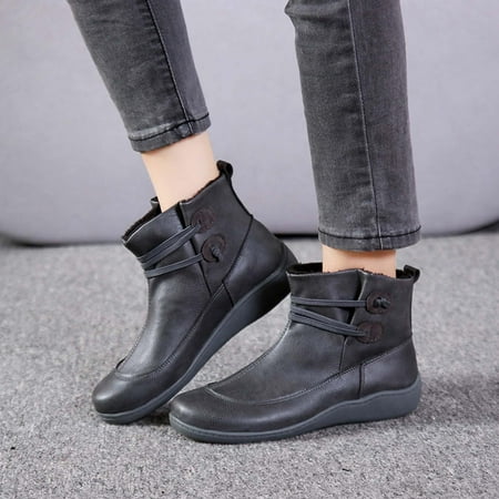 

Tawop Cowboy Boots Casual Flat Retro Lace-Up Boots Side Zipper Round Toe Shoes Boots Womens Boots Ankle Black Knee High Boots