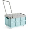 thumbnail image 1 of Foldable Storage Bins with Lids Plastic Collapsible Storage Box Portable Stackable Grocery Books Container Folding Latching Storage Crate with Removable Pulley and Pull Rod (Pink  M), 1 of 10