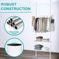 thumbnail image 3 of IHOMEPARK Adjustable Garment Rack, 120 Inch Tension Rod with 3 Tiers Shelves for Hanging Clothes -White, 3 of 6