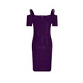 thumbnail image 4 of Bigersell Formal Gowns and Evening Dresses Deals Female V-Neck Short Sleeve Knee Length Night Out Dress Style D-119 Short Dresses Plus Size Summer Dresses , Purple S, 4 of 8