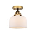 thumbnail image 4 of Innovations Lighting  Nouveau 2 Bell - 1 Light 8" Semi-Flush Mount Matte White/Black Antique Brass, 4 of 5