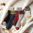 thumbnail image 7 of Women Vintage Striped Wool Socks, Fall Winter Warm Hiking Crew Knit Soft Socks 5 Pairs, 7 of 7