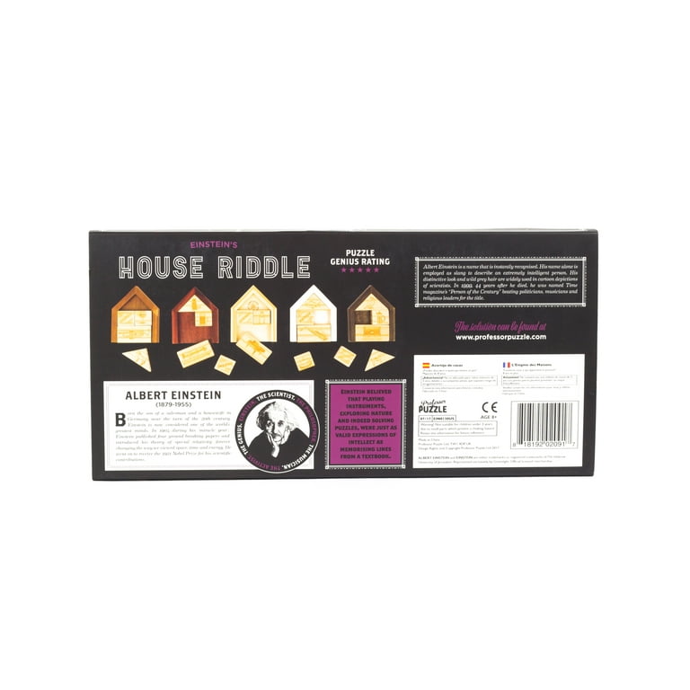 Einstein Brain Teaser Wooden Puzzle - Solve Clues to Find Fish