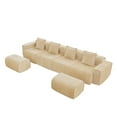 thumbnail image 3 of Newest 138" U-Shape Modular Velvet Sofa with 2 Movable Ottomans & French Piping, No Assembly Required, Light Camel, 3 of 10