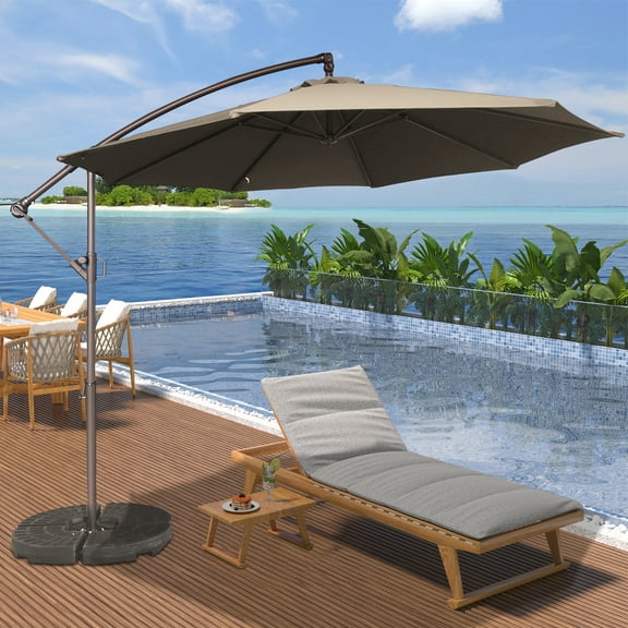 10ft Heavy Duty Patio Hanging Offset Cantilever Patio Umbrella with Crank & Cross Base