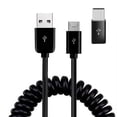 thumbnail image 3 of 24W Fast Car Charger Coiled USB Cable for Samsung Galaxy S25/Edge/Plus/Ultra - Micro-USB to USB-C Adapter Power Cord Wire Quick Charge DC Socket, 3 of 5