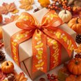 thumbnail image 4 of Miwamany Fall Decor, Candy Corn Wired Ribbon 2.5 in x 179.9 in, Thanksgiving Wreath Bow Craft for Gift Wrapping Home Decor DIY Roll, 4 of 6
