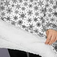thumbnail image 3 of Oversized Wearable Blanket Hoodie,Black and White Christmas Snowflake Pattern Sherpa Blanket Hoodie with Super Pockets,Super Warm Fuzzy Pullover for Women & Men, 3 of 6