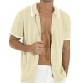 thumbnail image 5 of Iceglad Men's Casual Button Down Shirt Short Sleeve Vintage Clothes Knit Polo Shirts Summer Beach Shirts, 5 of 13