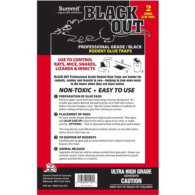 Almohadilla adhesiva Summit BlackOut para control de plagas, paquete de 2