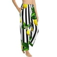 thumbnail image 2 of Sigee Lemons on Striped Print Women's Soft Pajama Pants - Breathable and Comfortable Lounge Sleep Bottoms with Elastic Waistband and Pockets-Medium, 2 of 9