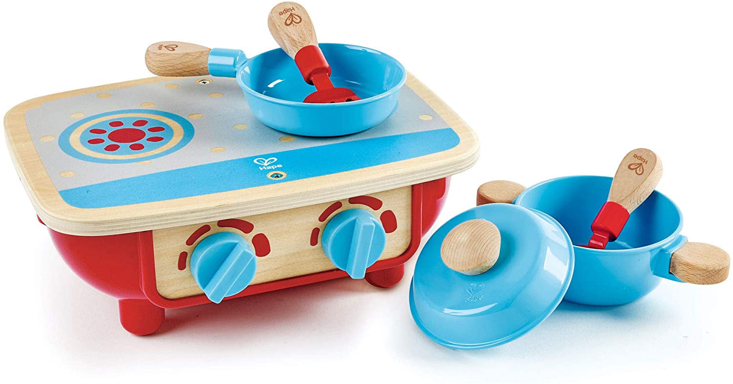 Creative Wooden Kids Kitchen Playset Gas Stove with Cookware Toy Best Gifts 