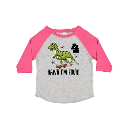

Inktastic 4th Birthday Party Dinosaur 4 Year Old Gift Toddler Boy Girl T-Shirt