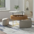 thumbnail image 3 of Magic Home Modern Round Coffee Table with Storage,Lift-Top Coffee Table Nesting Sofa Table with 3 Stools Space-Saving Multiple Purpose,White, 3 of 10