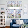 thumbnail image 4 of Spring Flower Butterfly Curtain Tier and Valance Set 3 Piece, Pastoral Colorful Floral Plant 3-inch Rod Pocket Window Tier Curtains Valance for Kitchen Living Room, 4 of 9
