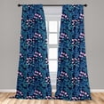 thumbnail image 4 of Ambesonne Floral Curtains, Hand-Drawn Flowers Dark Back, Pair of 28"x84", Sea Blue Lilac Night Blue, 4 of 4
