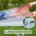 thumbnail image 6 of Blue Red Purple Marble Pattern Square Fitted Tablecloth with Elastic Edge,Square Table Cover,Washable Elastic Table Cover for Home Kitchen Party Decor 34"x34", 6 of 6