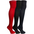 thumbnail image 3 of Yacht&Smith Womens Over the Knee Socks, 3 Pairs Premium Soft, Chic Colorful Patterned (3 Pairs Solid (Black, Navy, Red)), 3 of 10