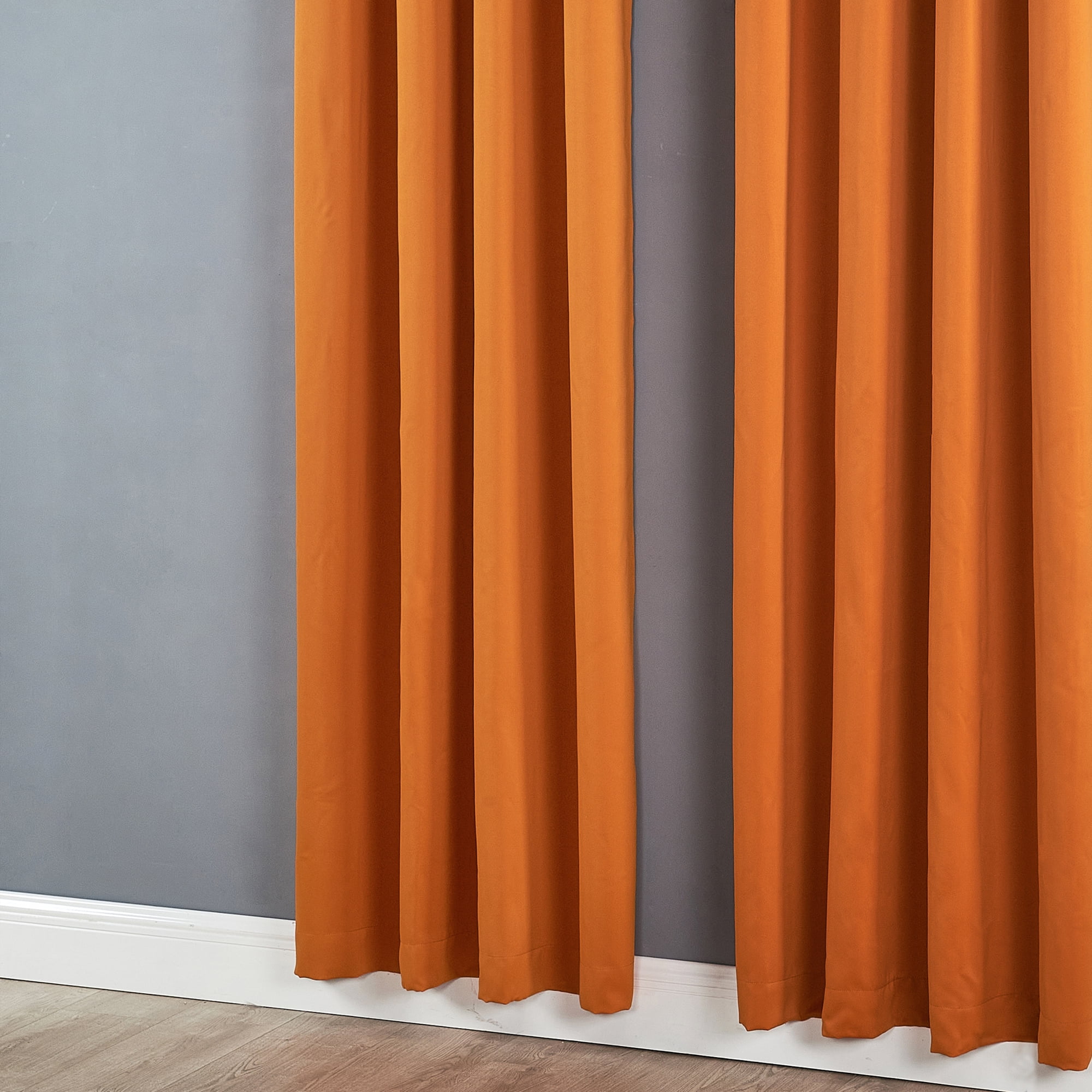 Home Soft Things Solid Blackout Curtains/Drapes Thermal Insulated Grommet Darkening Curtains, 2 Curtains and 2 Tiebacks Set - Burnt Orange - 54 x 63 inches
