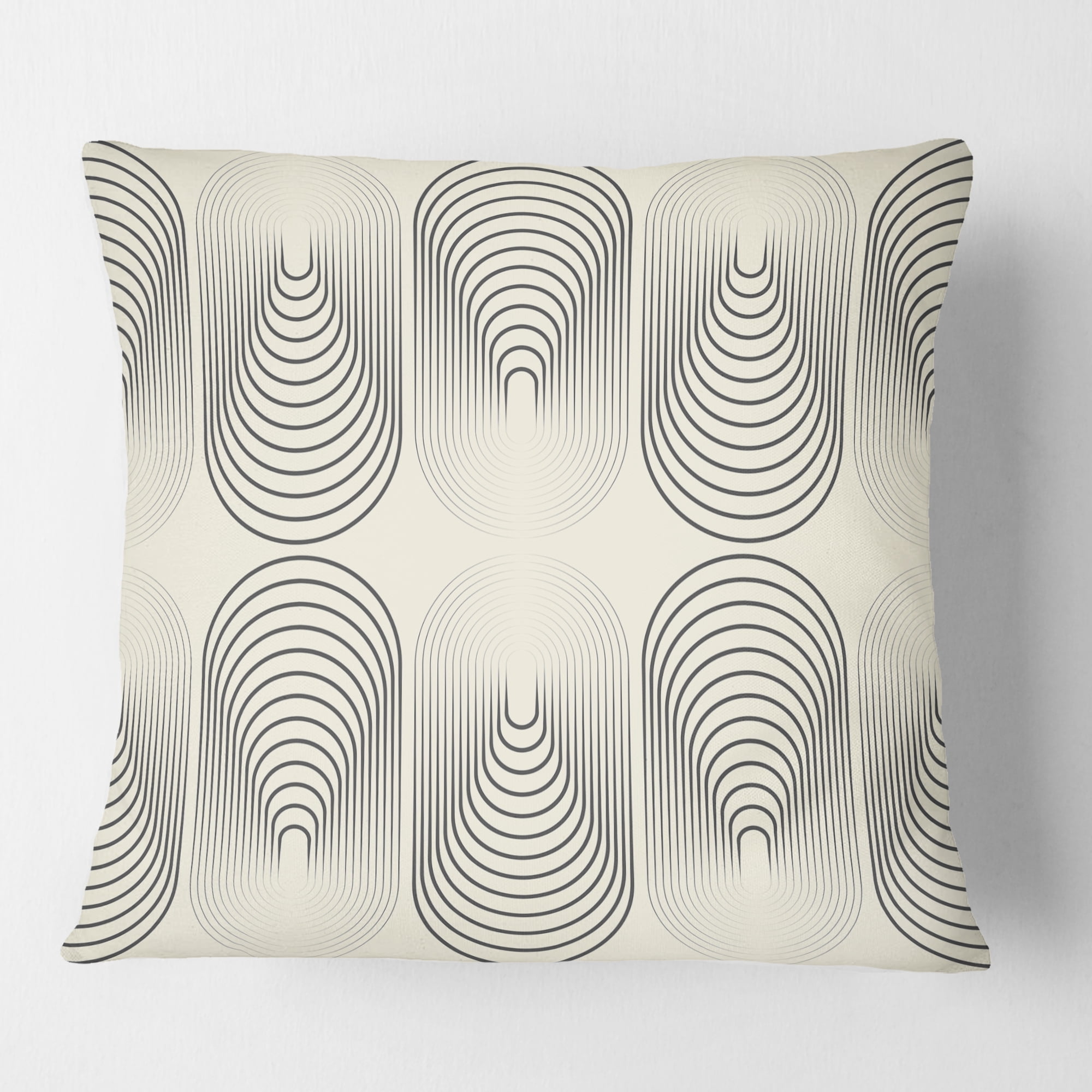 Designart Monochrome Geometric Pattern X' Mid-Century Modern Throw Pillow - 18x18