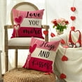 thumbnail image 3 of Valentine''s Day Hugs and Kisses Love You More Pink Throw Pillow Covers, 16 x 16 Inch Valentine Heart Stripes Wedding Cushion Case Decoration for Sofa Couch Set of 4, 3 of 6