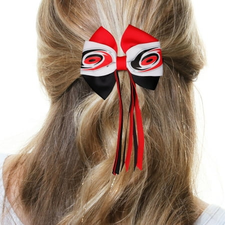 Carolina Hurricanes Women's Mini Streamer Hair Bow - Red/Black - No Size