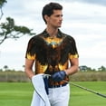thumbnail image 3 of Pofeuu Cool Black Eagle Print Men's Loose Fit Midweight Short-Sleeve Pocket Polo-4X-Large, 3 of 6