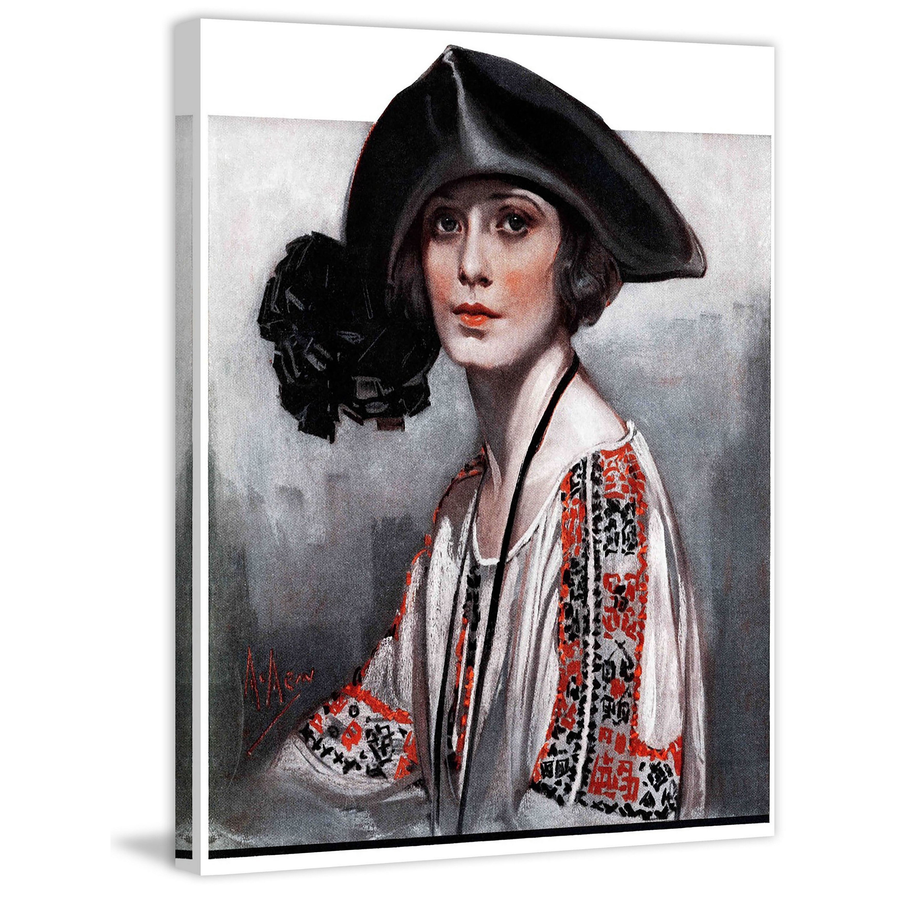 "Woman in Embroidered Blouse" Painting Print on Wrapped Canvas