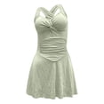thumbnail image 5 of QURATI Swimwear Crisscross Back Sleeveless Swimsuit: Front Ruched Waist Resort & Pool Swimwear Green XL, 5 of 9