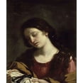 thumbnail image 2 of Guercino, Giovanni 26x30 Black Ornate Wood Framed with Double Matting Museum Art Print Titled - The Magdalen Contemplating the Nails of the Passion, 2 of 4