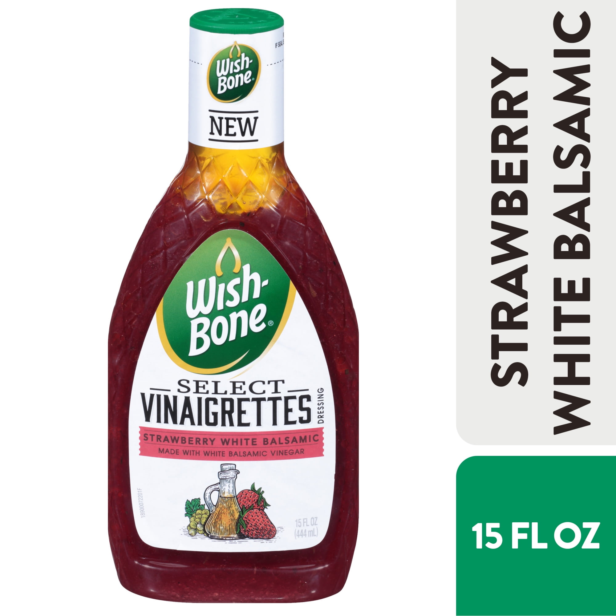 (4 pack) Wish-Bone Vinaigrettes Strawberry White Balsamic Salad Dressing, 15 fl oz