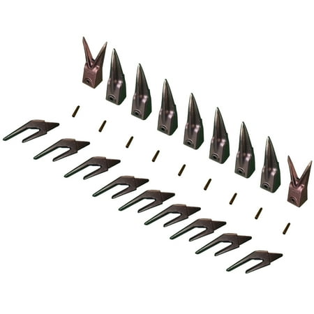 

9 Excavator Bucket Combo 3/4 Lip Shanks Tiger Teeth & Pins- 552x156 X156W/TL