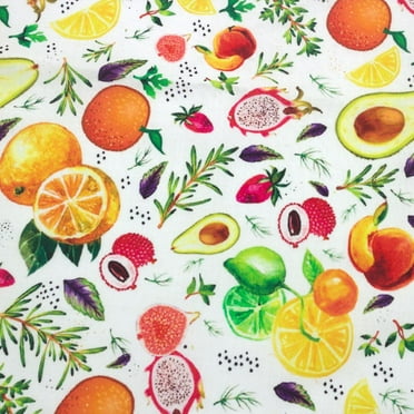 FREE SHIPPING!!! Fresh Garden Squeeze (2) Printed on 100% Cotton Quilting Fabric for DIY Projects by the Yard (Ivory, Orange, Yellow)