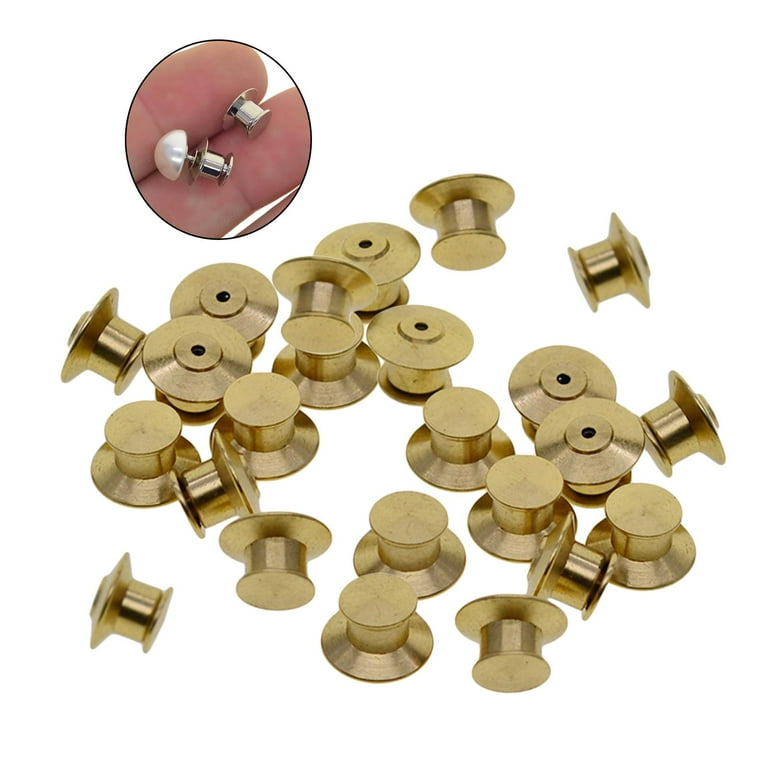 24 Pieces Metal Pin Backs Locking Pin Keepers for Crafts Hat Uniform Badges Golden, Women's, Size: One Size