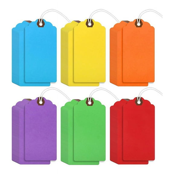 240Pcs 4 3/4 X 2 3/8In Manila Labels Shipping Labels Cardboard Labels with String Hanging Labels with Reinforced Holes,A