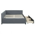 thumbnail image 5 of Upholstered Daybed with 2 Storage Drawers, Full Size Platform Bed with Armrest and 10 Wood Slats Support, Solid Wood Bed Frame for Bedroom Living Room, No Box Spring Needed, Gray, 5 of 7