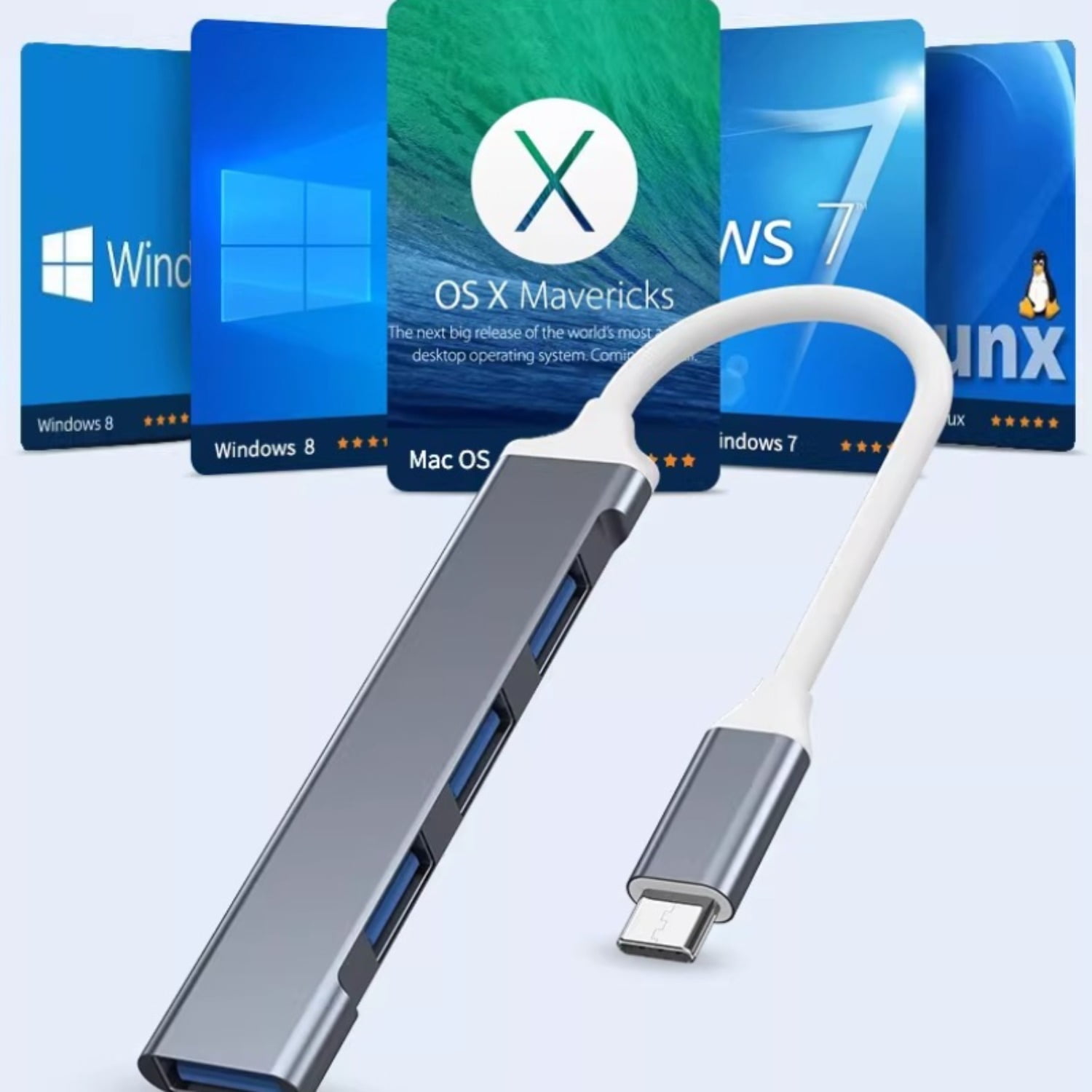 4-in-1 USB C Hub Adapter for MacBook, Type-C To USB Converter Compatible with MacBook Air/Pro