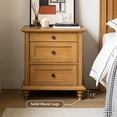 thumbnail image 4 of Traditional 3 Drawers Nightstand, Solid Wood Leg Bedside Table with Large Tabletop, Two-Tone Finish Accent Furniture for Bedroom, Living Room, Oak, 4 of 5