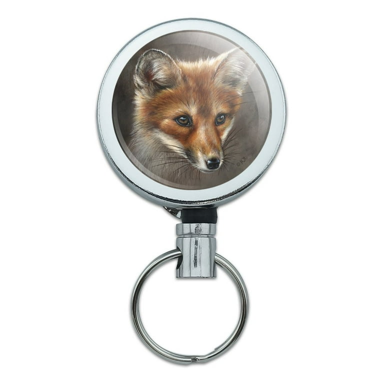 Red Fox Kit Portrait Heavy Duty Metal Retractable Reel ID Badge