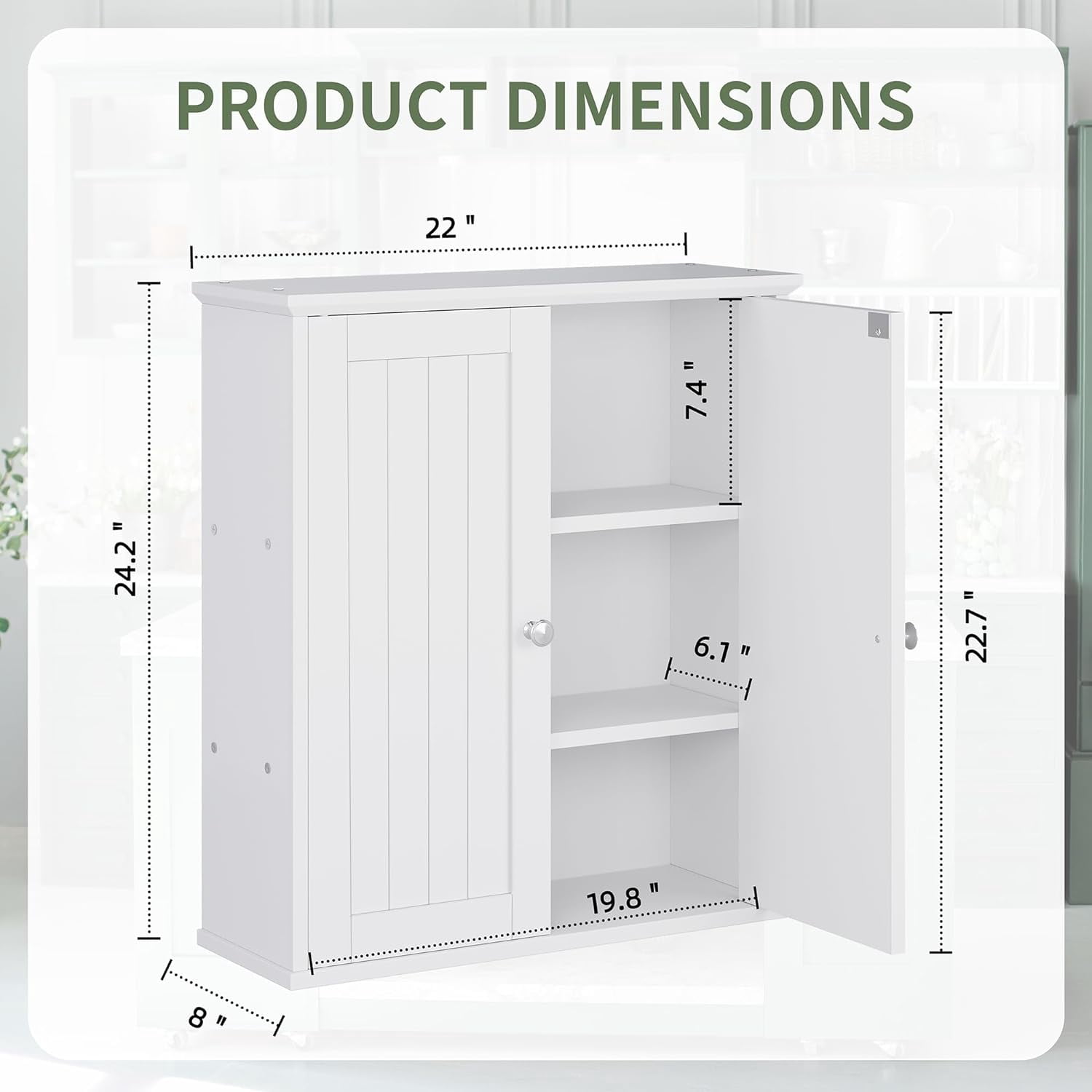 MISSUNNY Bathroom Medicine Cabinet Wall Mount with 2 Doors and 2 Shelves, Small Bathroom Cabinet Wooden Storage Cabinet Over Toilet Restroom Laundry Room Kitchen, White