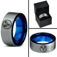 thumbnail image 4 of Tungsten Horoscope Aries Band Ring 8mm Men Women Comfort Fit Blue Flat Cut Brushed Gray Polished Size 12.5, 4 of 4