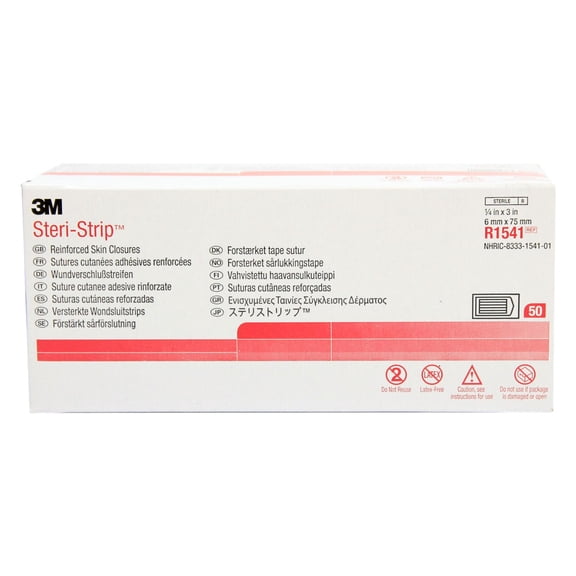 3M R1541 Steri-Strip Skin Closure Strips - 1/4" x 3" - Box of 50
