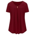 thumbnail image 4 of Blouses for Women Dressy Casual Short Sleeve Tunic Top Button V-Neck Pleated Dailywear Summer Tops, 4 of 6