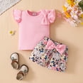 thumbnail image 4 of TOWED22 Baby Girl Clothes Toddler Summer Outfits Cute Bow Sleeveless Top and Ruffle Shorts 2pc Set 1-5 Years(Blazer,9-12 M), 4 of 4