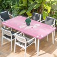 thumbnail image 2 of Valentine's Day Table Cloths for 3 Foot Rectangle Tables, Pink Bowknot Ribbon Modern Mother's Day Patio Waterproof Elastic Fitted Tablecloths, Washable Rectangular Table Cover for Camping, 2 of 8
