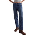 thumbnail image 2 of Women Middle Waist Light Washed Straight Leg Denim Pants Casual Ankle Jeans, 2 of 7