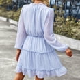 thumbnail image 4 of Vestido acampanado a media pantorrilla de manga larga de otoño e invierno de chifón de Color sólido con cintura Sexy y cuello en V para mujer Pompotops hdfakjf8506, 4 of 5