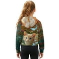 thumbnail image 2 of Xoenoiee Cat Butterfly Flower Print Girls' Sweatshirts Half Zip Up Pullover Crop Tops for Girls Long Sleeve Hoodie Sweater Cropped Sweatshirt, Size 7-8 Years, 2 of 7